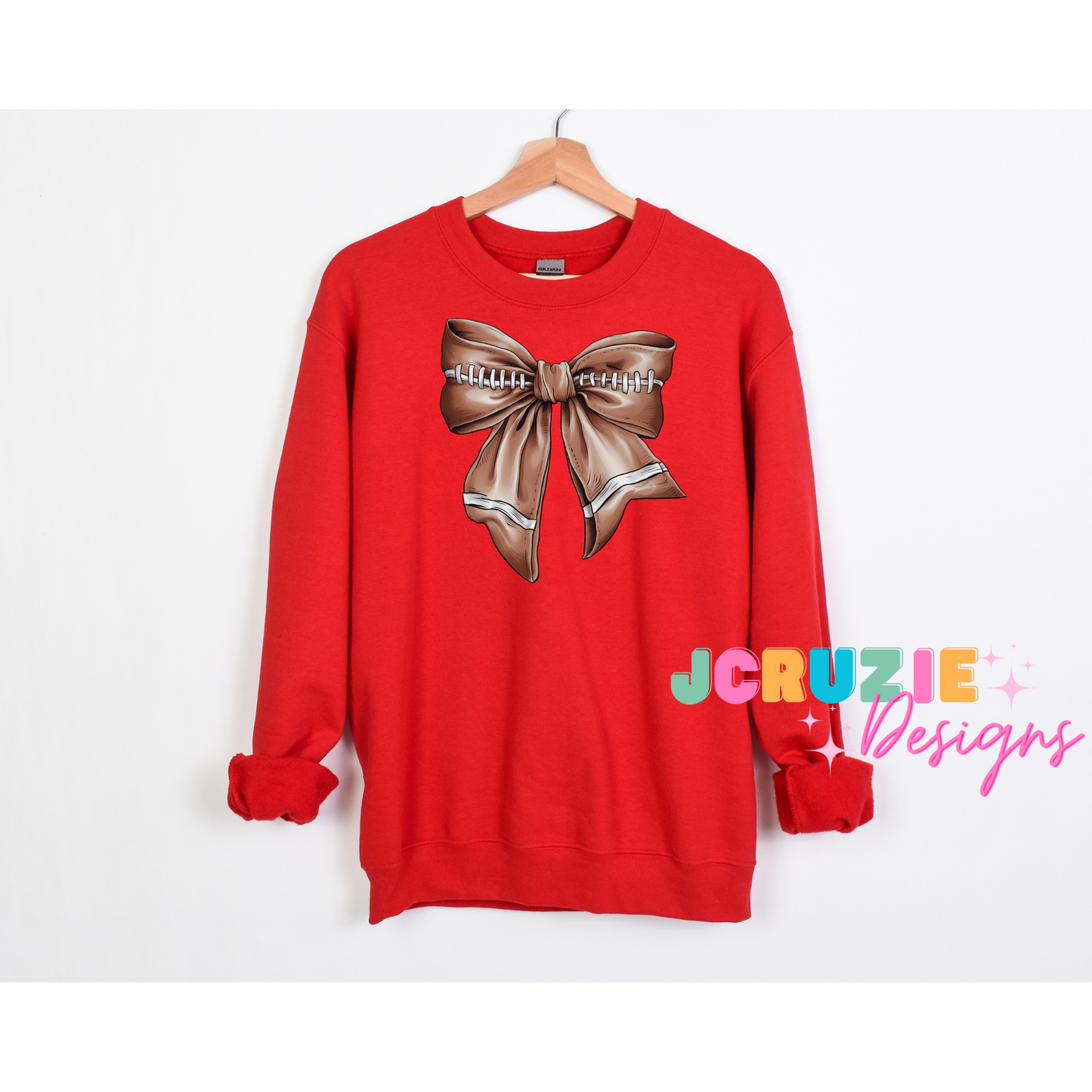 Coquette Football Bow Crewneck Sweater