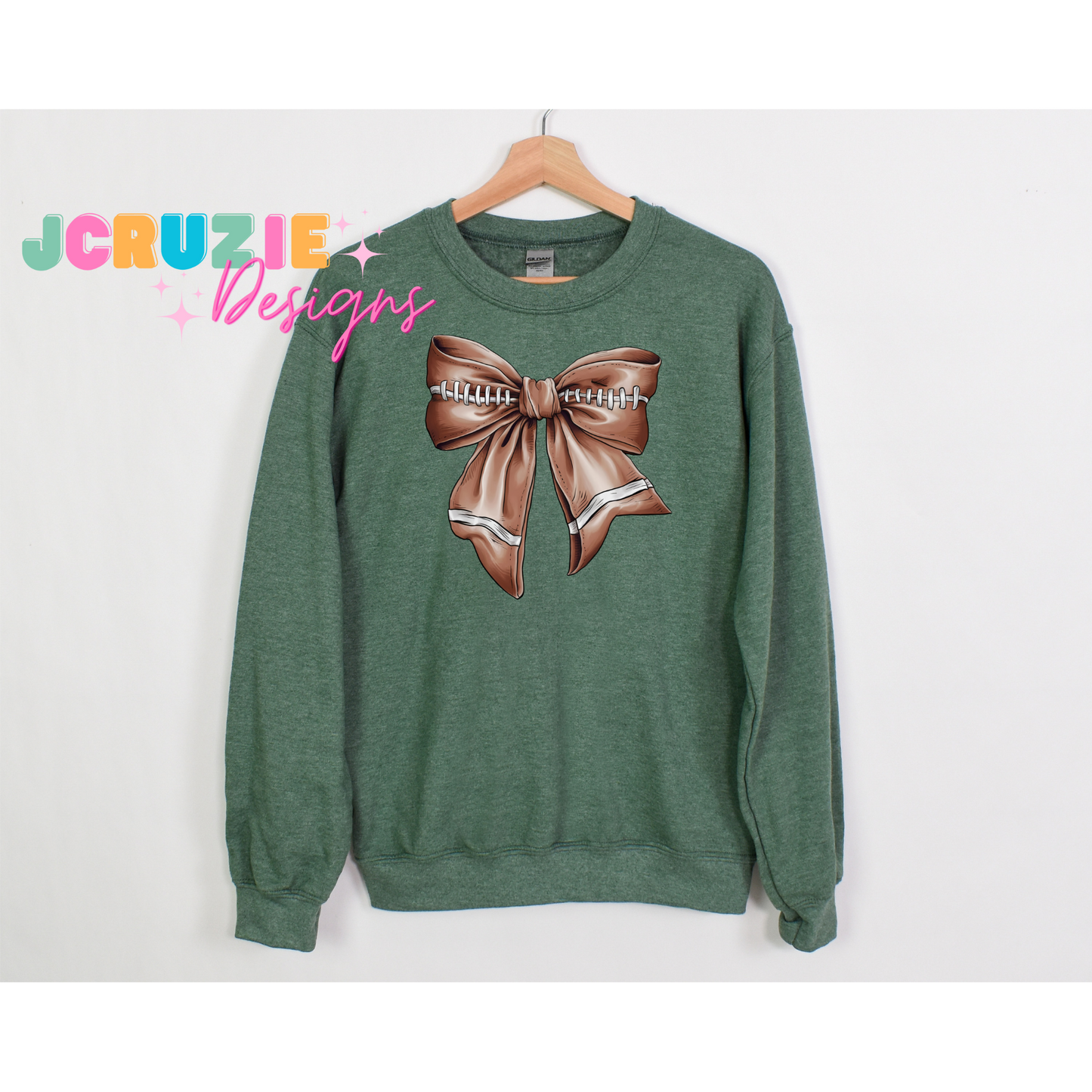 Coquette Football Bow Crewneck Sweater