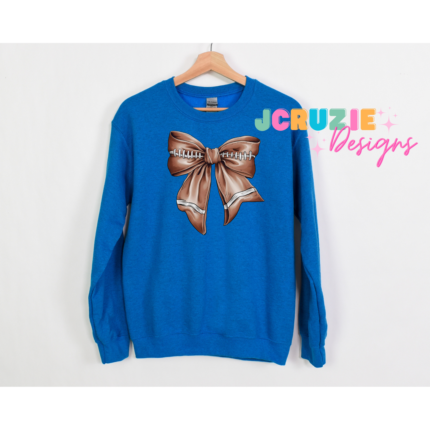 Coquette Football Bow Crewneck Sweater