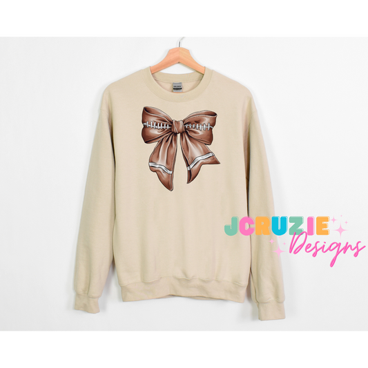 Coquette Football Bow Crewneck Sweater